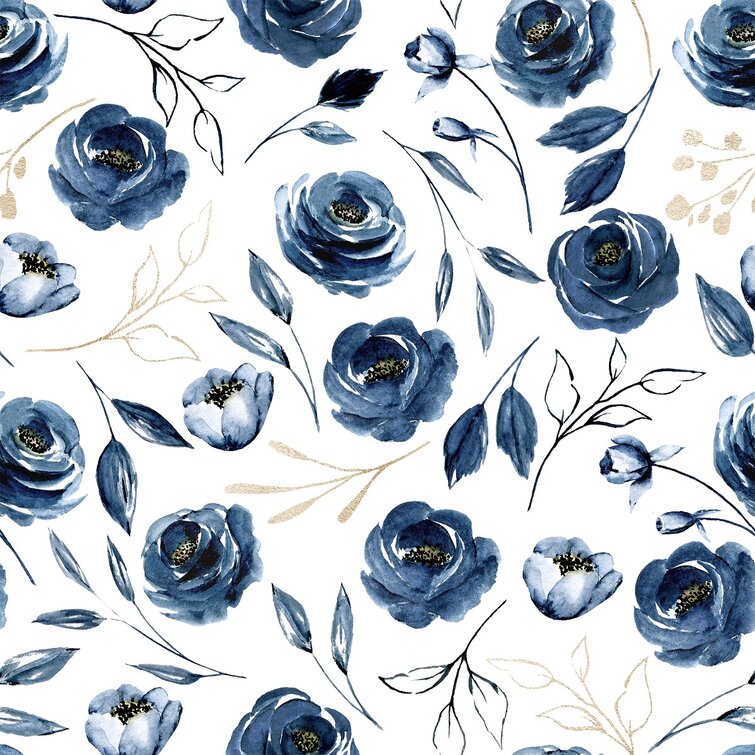 Floral deals wallpaper blue